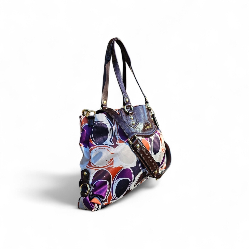 Coach Purple Dot Print Canvas Tote Bag - Picture 5 of 8